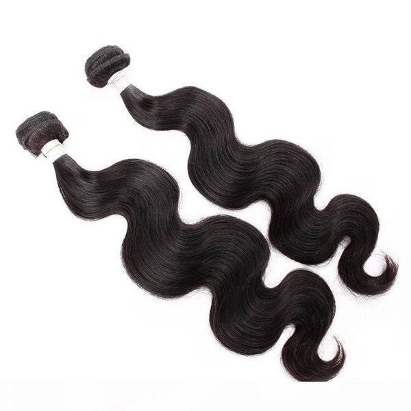

greatremy 2pcs lot hair weft weave peruvian virgin human hair extensions body wave hair bundles natural color dyeable, Black