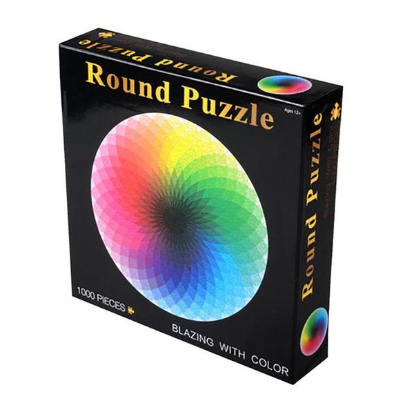 

1000 pcs/set colorful rainbow round geometrical p puzzle kids diy educational reduce stress toy jigsaw puzzle paper lj200811