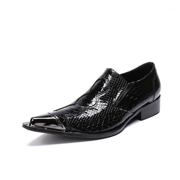 

men's black dress shoes fashion crocodile pattern business casual shoes wedding england trend business1