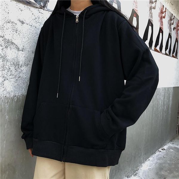 

japanese women hoodie house winter fleece oversize ladies para pocket pullovers sweatshirts jacket warm album clothes hooded rmhmh, Black