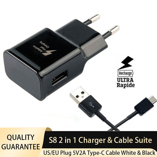 

2 in 1 s8 charging suite 5v/2a 9v/1.67a fast chargers sb wall charger + 1.2m type-c data quick charge cable for samsung tablet
