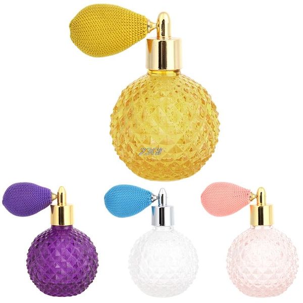

women vintage perfume bottle short spray atomizer refillable empty glass 100ml