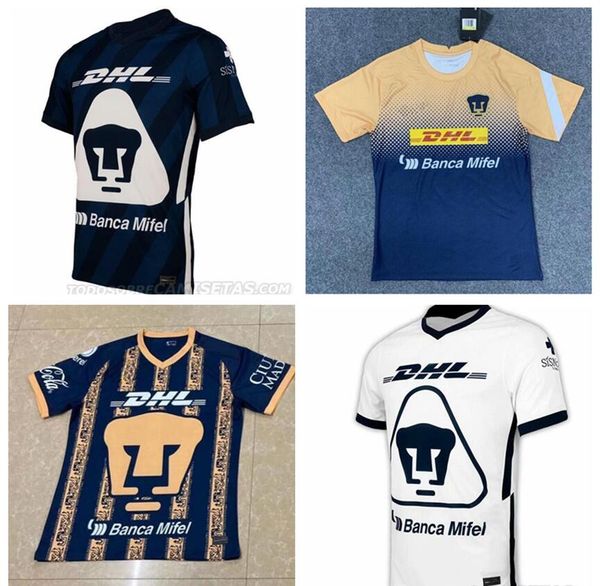 

20 21 unam soccer jersey home uniform 2020 2021 away football shirts camiseta de futbol mexico club jersey, Black;yellow