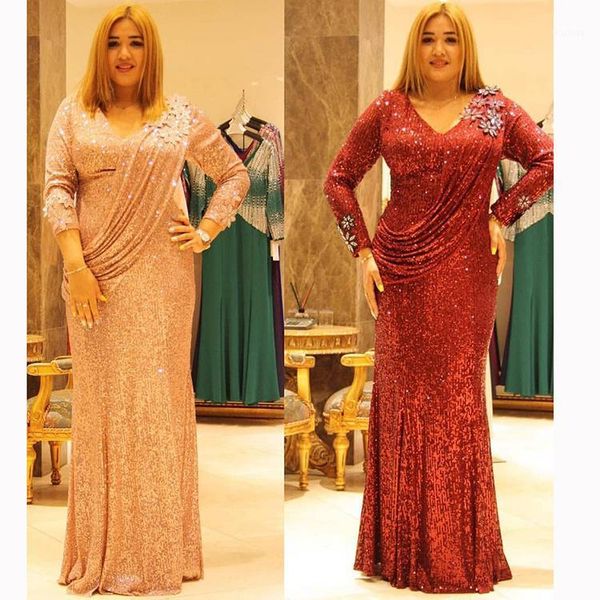 

evening party night african dresses for women dashiki africa clothing muslim long vestidos sequined elegant floor length elbise1, Red