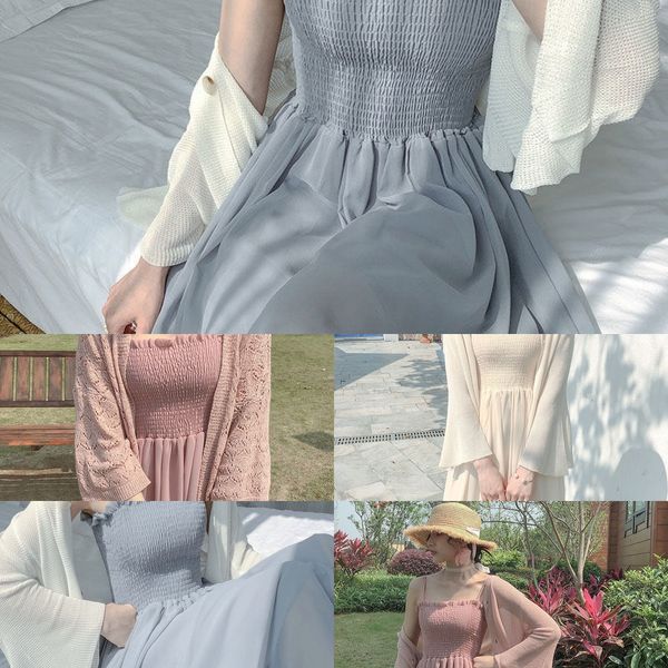 

spring 2020 new french suspender waist waist skirt skirt chiffon skirtclosing dress female super fairy's first love gentle sweet chiffo, Black;gray