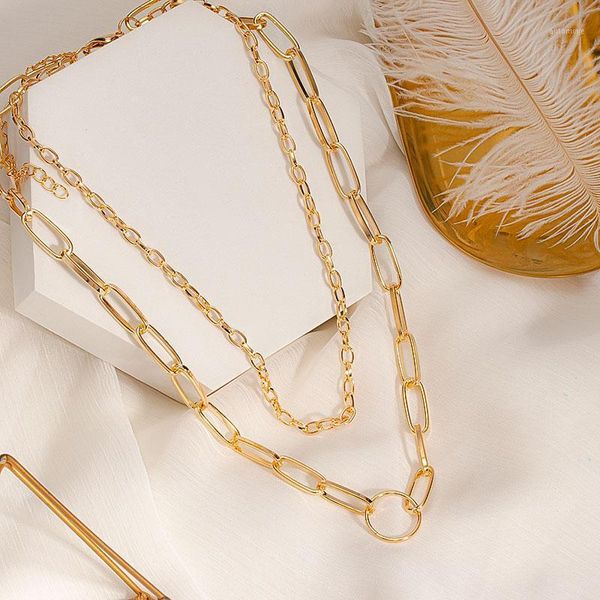 

punk layered chain necklace neck chains for women vintage exaggerated golden goth hoop metal necklace 2020 clavicle jewelry1, Silver