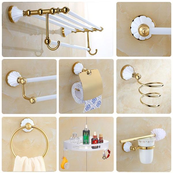

аксессуары для ванной комнаты угловые полки бумага holdertowel holdertoilet щеткодержателя полотенцедержатель золото и белый ванной оборудов