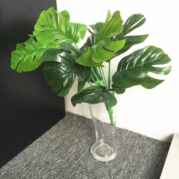 

decorative flowers & wreaths 35cm 12heads artificial green monstera leaves home garden decoration bedroom living room deskbonsai fake pl