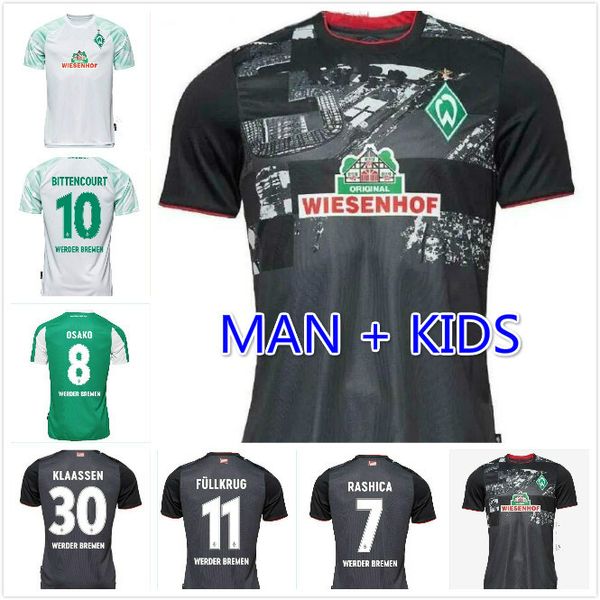 

20 21 sv werder bremen soccer jerseys home away 2020 2021 friedl klaassen selke rashica bartels werder bremen men kids football shirts, Black;yellow