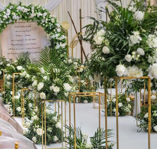 

wedding prop flower stand arch road lead decor artificial flower wrought metal iron square block wedding bi jllkrg dayupshop