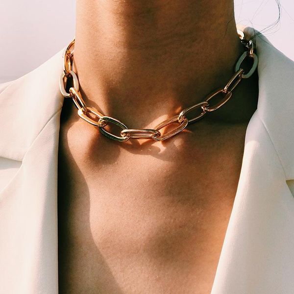 

chains just feel vintage clavicle chain necklaces collar statement hip hop gold color choker necklace for women fashion accessories, Silver