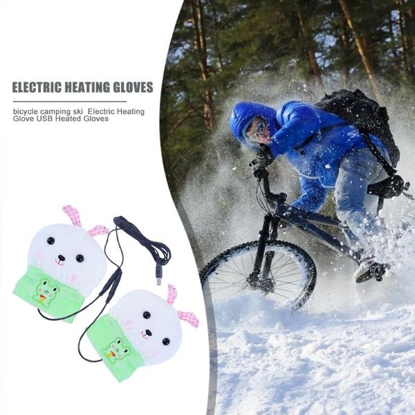 

ski gloves winter hand warmer female knitted half finger mittens male windproof short golves usb heated mitten
