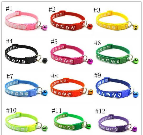 

12styles dog puppy cat collar breakaway adjustable cats collars with bell bling paw charms pet decoration bbyuxp lg2010