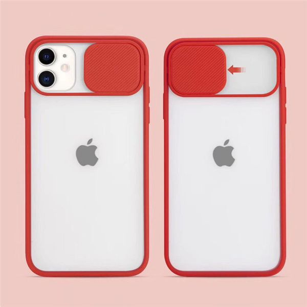 

frosted translucent shockproof lens slide phone cover for iphone 12 11 pro max x xs xr se 8 7 plus 6s slide camera hard case for samsung dhl