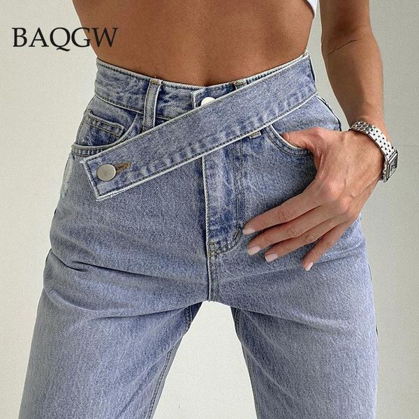 

straight leg jeans women casual high waist new design slim loose autumn winter denim pants casual washed mom fashion trousers, Blue