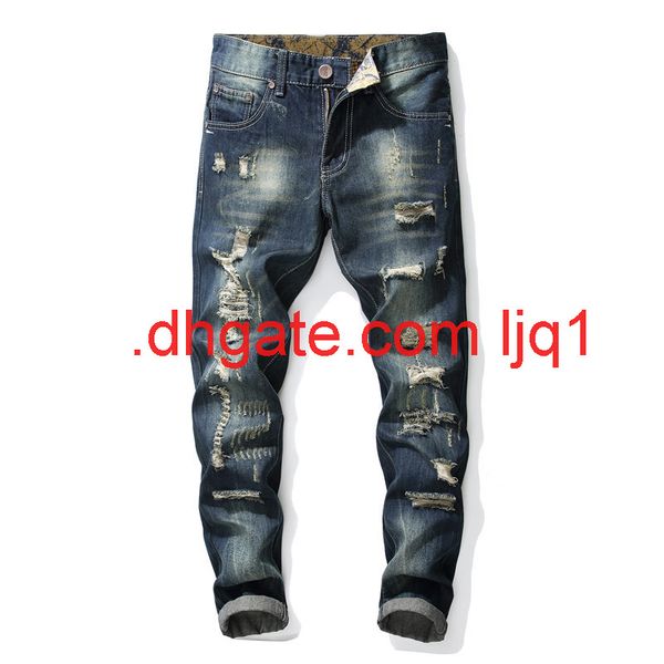 

design new style fashion trendsetter hole patch jeans xintang men's pants 793, Blue