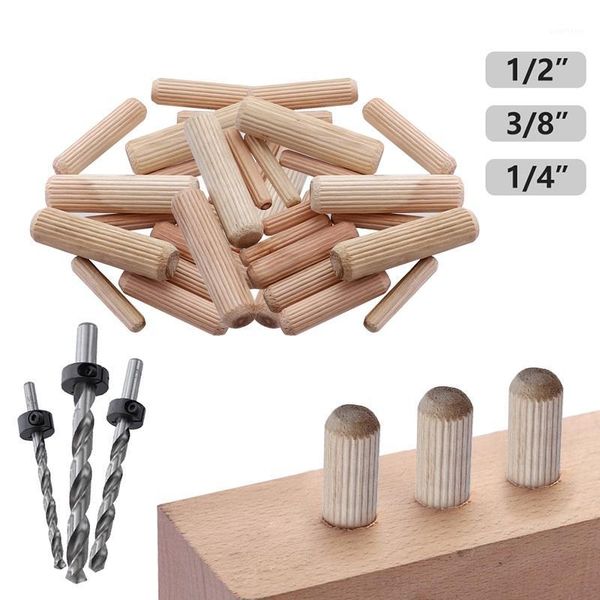 

100pcs/set woodworking doweling jig kit beech logs wood dowels wooden plug wood dowel pins rod drilling guide locator tool1