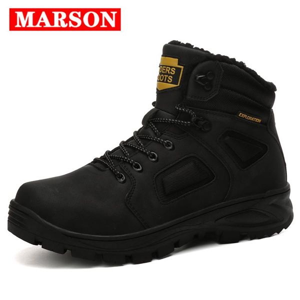 

men shoes winter boots man ankle boots snow plush keep warm footwear trendy waterproof wear-resistant casual men, Black