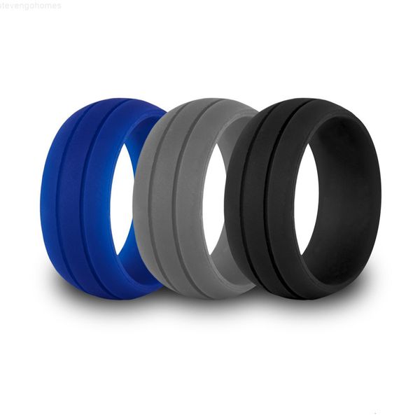 

silicone 8.5mm wedding ring band women men rubber flexible rings 7color, Silver