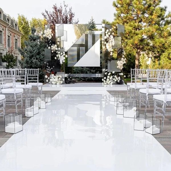 

white themes wedding decoration centerpieces mirror carpet aisle runner for party stage supplies shooting props ornament