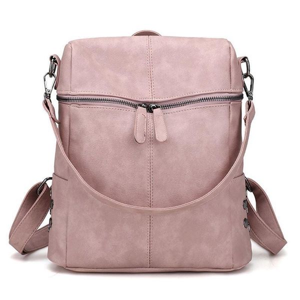 

herald fashion women zipper backpack quality leather solid school bags for teenager big school backpack vintage shoulder bags bbyjlp