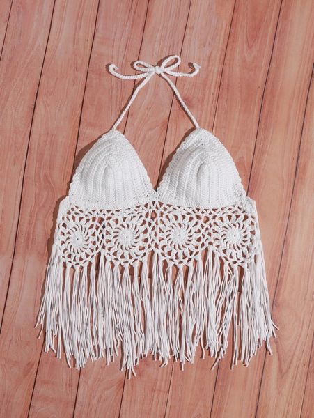 

crochet fringe hem cover up k52h#, White;black