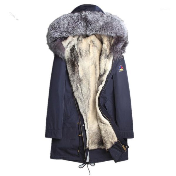 

real coat natural wolf liner parka winter men fur collar warm jacket parkas winterjas heren l18-3001 y16301, Black