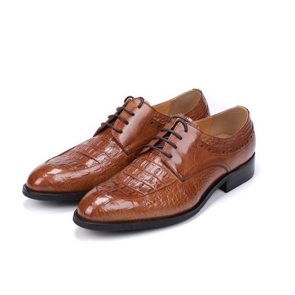 

men's leather shoes business dress shoes crocodile pattern leather wedding, Black