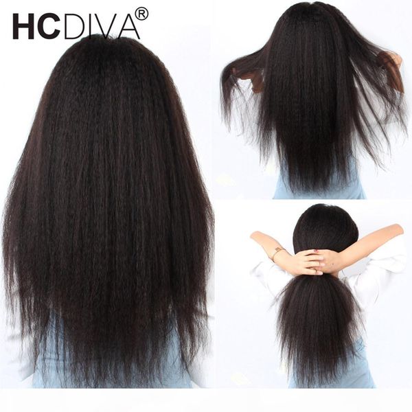 

afro kinky straight lace part wig 13*1 brazilian remy human hair 5inch deep part lace wig pixie cut wig 150% 10--26inch, Black;brown