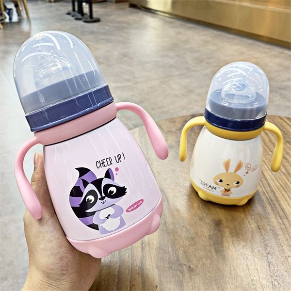 

330ml baby feeding with nipple stainless steel insulated water bottle leak-poof thermal cup milk thermos for children c1002
