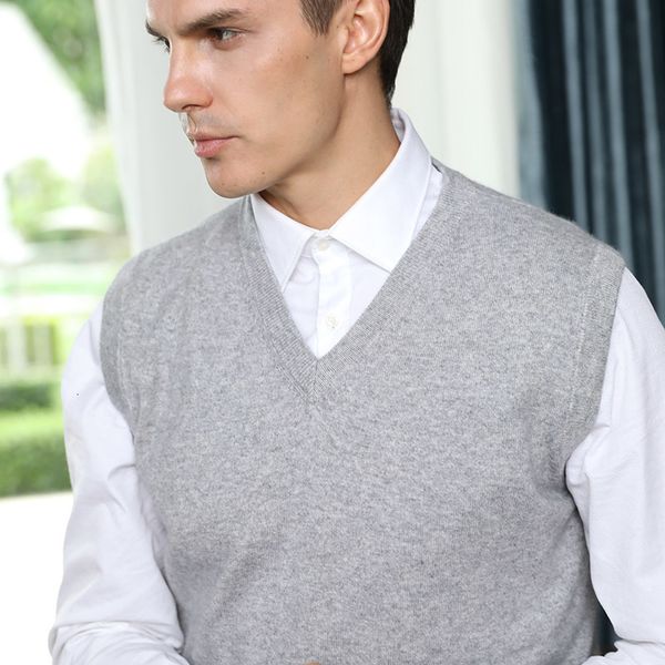

2021 men sweaters 100% pure cashmere jumpers sleeveless vneck pullovers 5colors sweater winter new knitwear man clothes qzv6, White;black