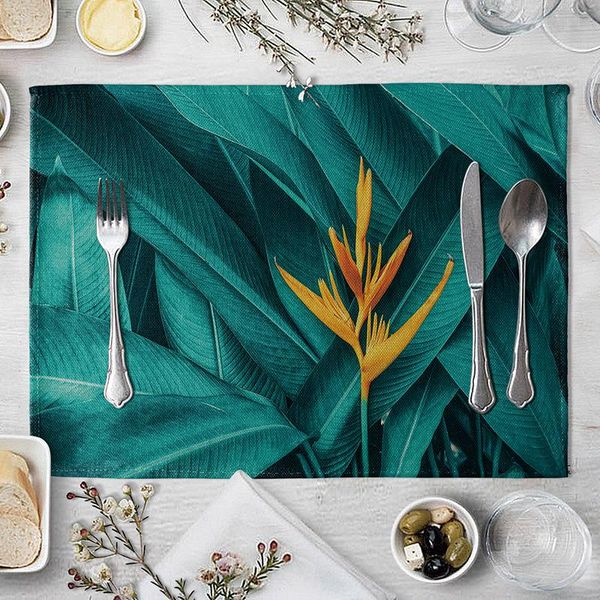 

1 шт. большие зеленые листья placemat тропический настольный коврик cost coaster внутренняя кухня место размещения коврики h jllsuz