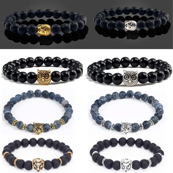 

10pcs antique owl lion buddha leopard head spacer beads charm diy bracelets necklace beads for jewelry making accessories