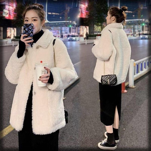 

2020 fashion women fur jackets winter thick warm parkas coat casual faux fur solid turn-down female jackets coat1, Black