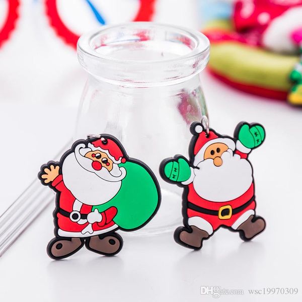 

new version of the cartoon cute santa claus keychain men and women christmas gift pendant couple key ring ornaments