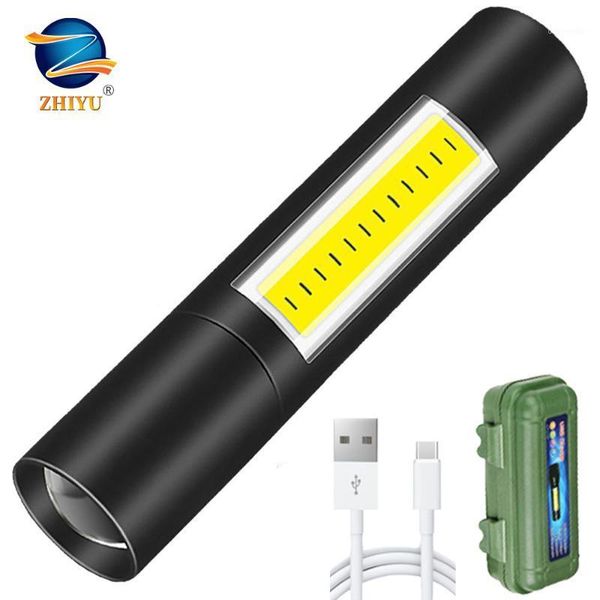 

zhiyu portable t6 cob led 4 modes built in battery usb rechargeable torch lights power bank camping lamp lantern new1