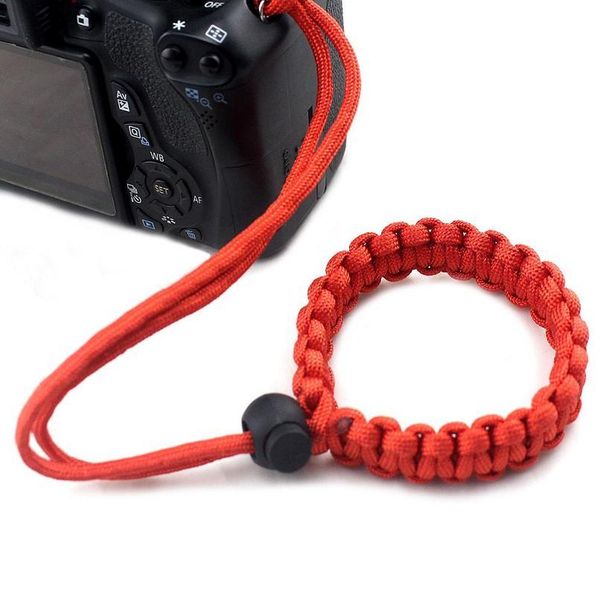 

23cm nylon adjustable paracord anti lost braided wristband paracord plaited rope edc survival saving jllhqc, Black;red
