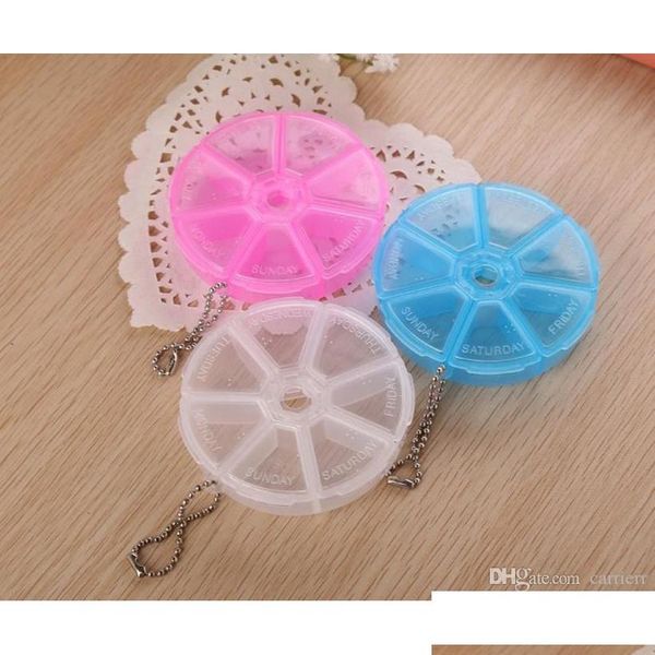 

7 day weekly round plastic pill medicine organizer dispenser travel holder tablet box container boxes shipping p ty8yi