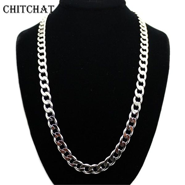 

12mm curb cuban necklace for women men 80cm fashion long chain necklace punk jewelry wholesale ketting, Silver