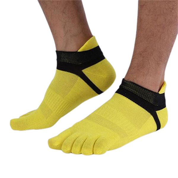 

new 1 pair men's cotton blended five finger toe patchwork mesh socks, Black