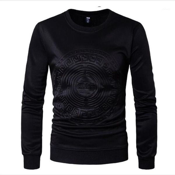 

autumn fashion men o-neck pure color embossing long sleeve pullovers harajuku space cotton casual sweatshirts blue black white1