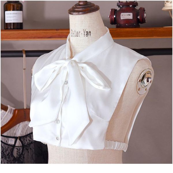 

bow tie false collar shirt fake collar for women detachable fake shirt collar peter pan detachable women clothes qylkre, White
