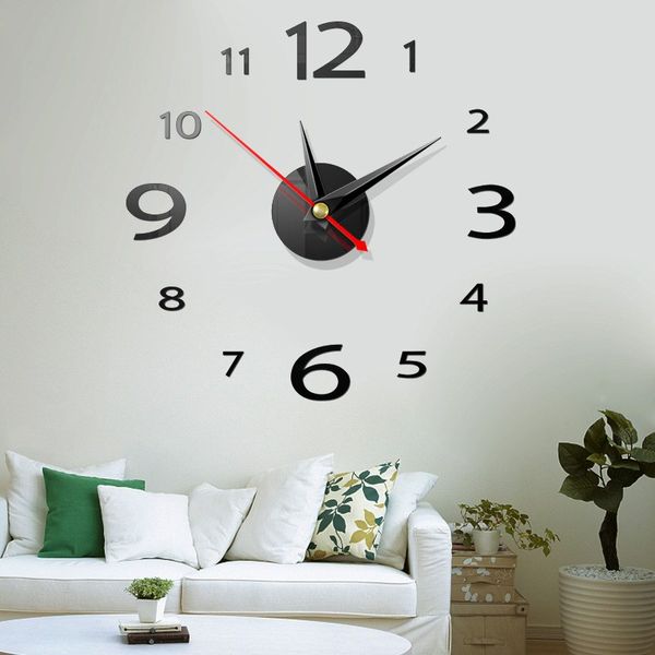 

wall clock quartz 3d diy big decorative kitchen clocks acrylic mirror stickers 40cm wall clock home number home decor