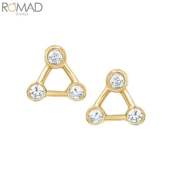 

hoop & huggie romad 925 sterling silver stud earrings for women triangle zircon earring luxury earings s925 ear ring jewelry pendientes aret, Golden;silver