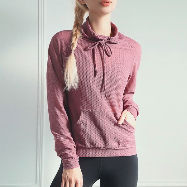 

женщины с длинным рукавом с капюшоном спортивная рубашка осень фитнес тренировки gym одежда quick dry mesh сыпучие running спортивная женски