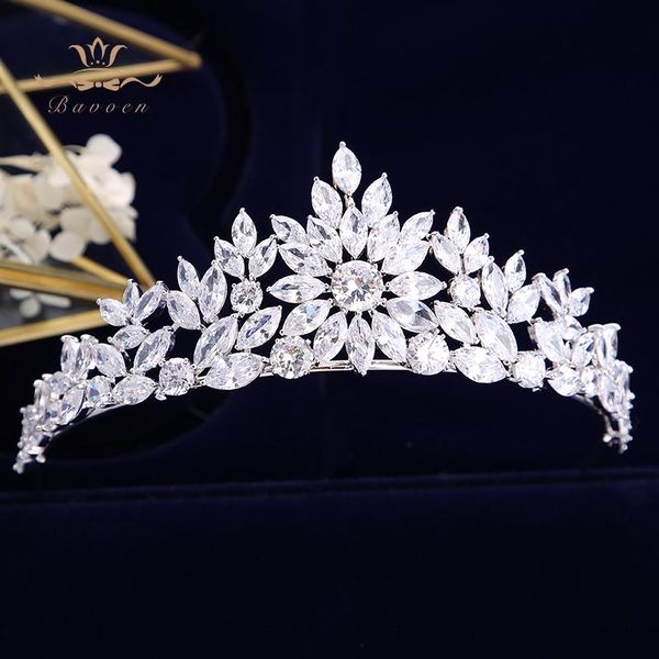 

bavoen brides crowns tiaras zircon crystal wedding hair bands accessories evening hair jewelry wedding gifts, Golden;silver