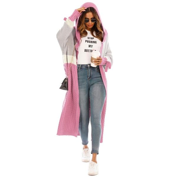 

2021 fashion knitted outerwear sweater cardigan women long sleeve female spring cardigans loose knitwear cardigan mujer, White