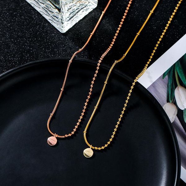 

pendant necklaces luxury titanium necklace stainless steel bean clavicle chain short golden fashion jewelry women accessories, Silver