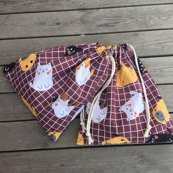 

хлопковое белье drawstring pougher eco multi counce bag party party bag bag check brown yl0416d хлопковое белье h bbyzap