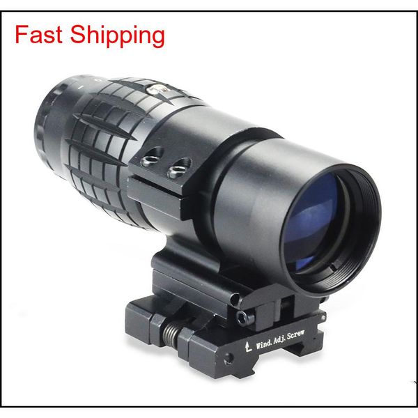 

tactical focus adjusted 3x magnifier scope with flip up picatinny rail mount for holographic aimpoint red dot sight scope. tx9jp